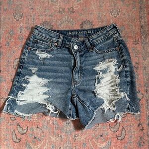 American Eagle Outfitters Blue Distressed Jean Shorts